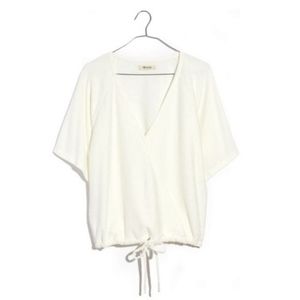 Madewell Drapey Ottoman Jacquard Faux Wrap Top